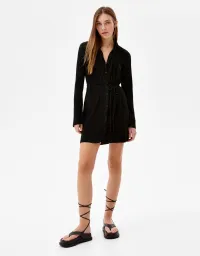 Plissiertes Minikleid mit langen Ärmeln und Gürtel